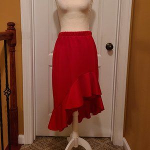 Ruffled red skirt